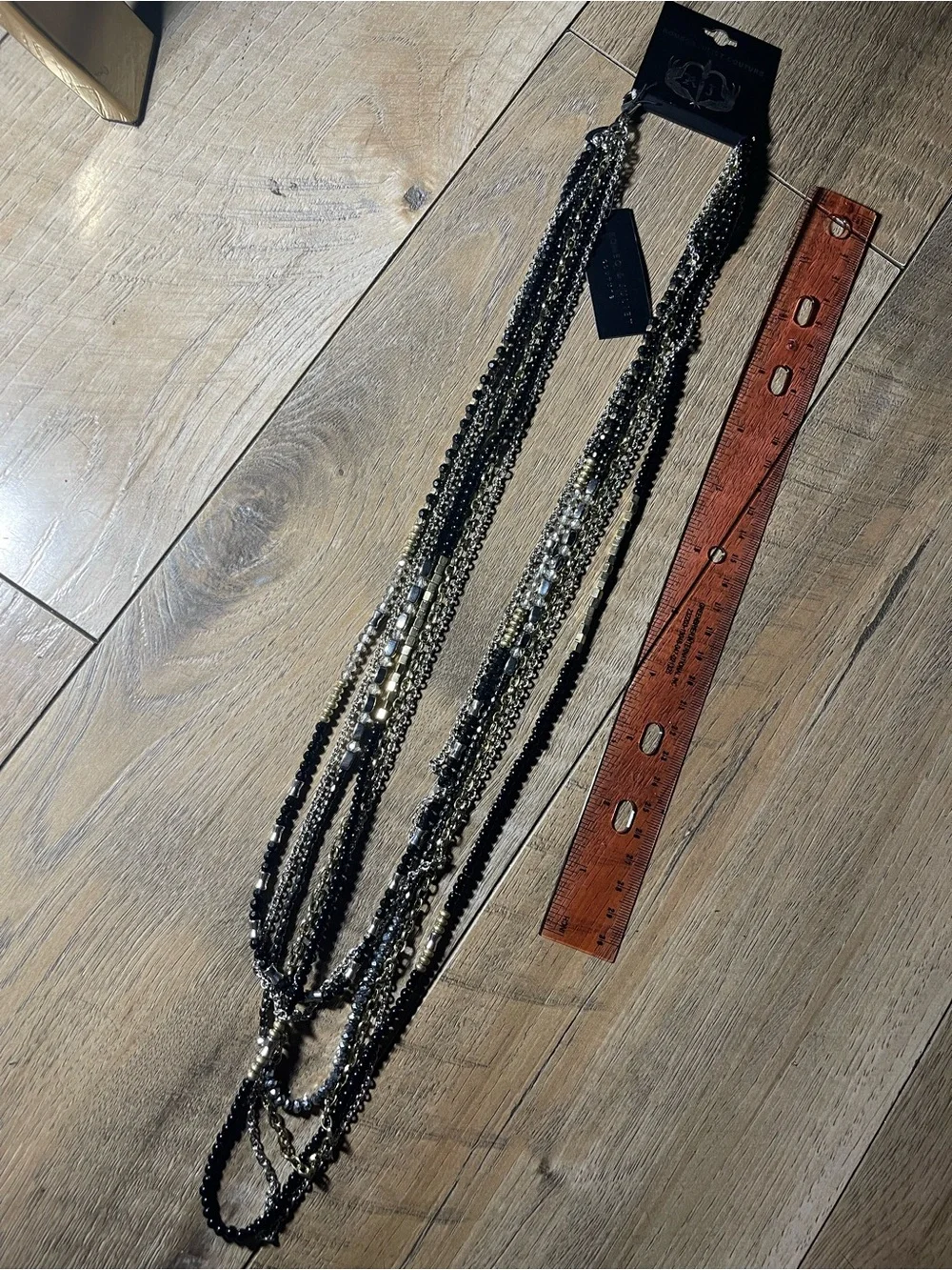 Romeo & Juliet Couture Black and Gold Multi-Strand Layered Necklace